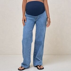 Bae The Label Stylish Blue Maternity Wide Leg Jeans